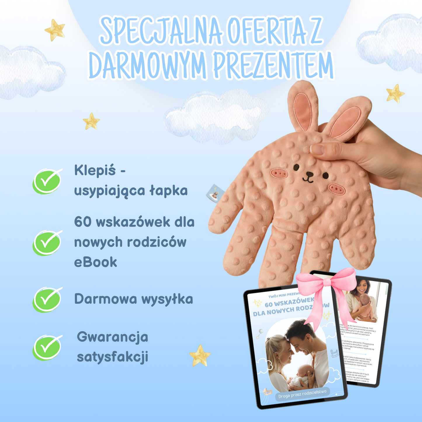 Klepiś Panda - Usypiająca Łapka Dla Dzieci